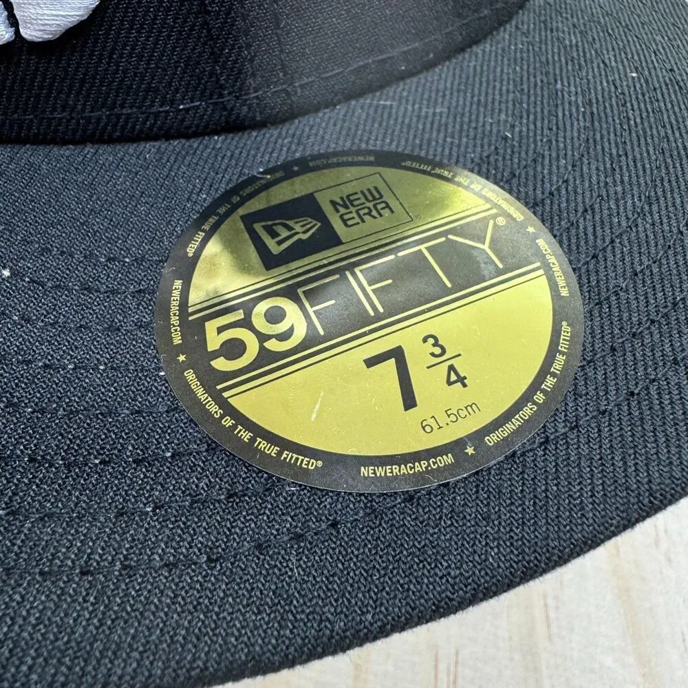 NEW Utah Jazz New Era Black 59FIFTY Fitted Hat Cap Black White sz 7 3/4